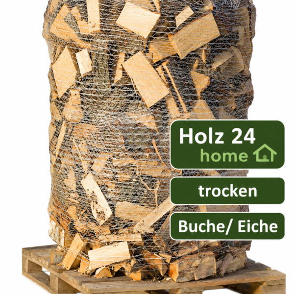Trockenes Kaminholz 25 cm Premium Hartholzmix - Buche/Eiche - Ballen von 3 Kubikmetern