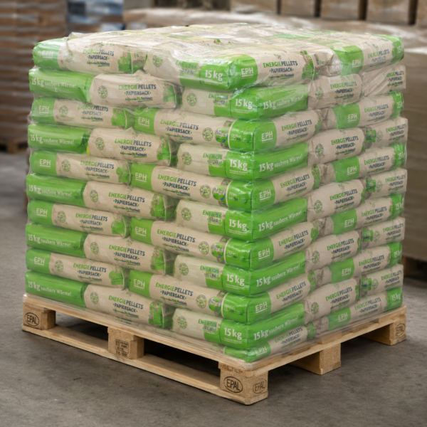 EPH Premium Pellets DINplus/ENPlus A1 – Palette (65 Papier Sack) 975kg