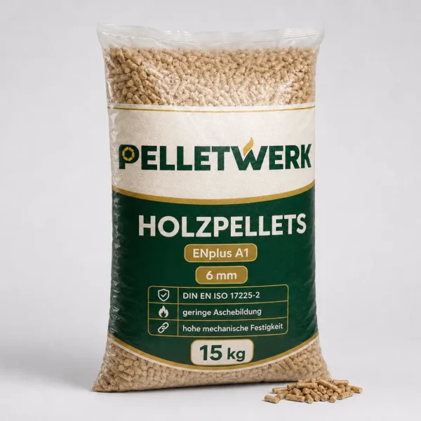 Holzpellets PelletWerk  ENplus A1 6 mm · Vorratspalette 990 kg (66 × 15 kg)